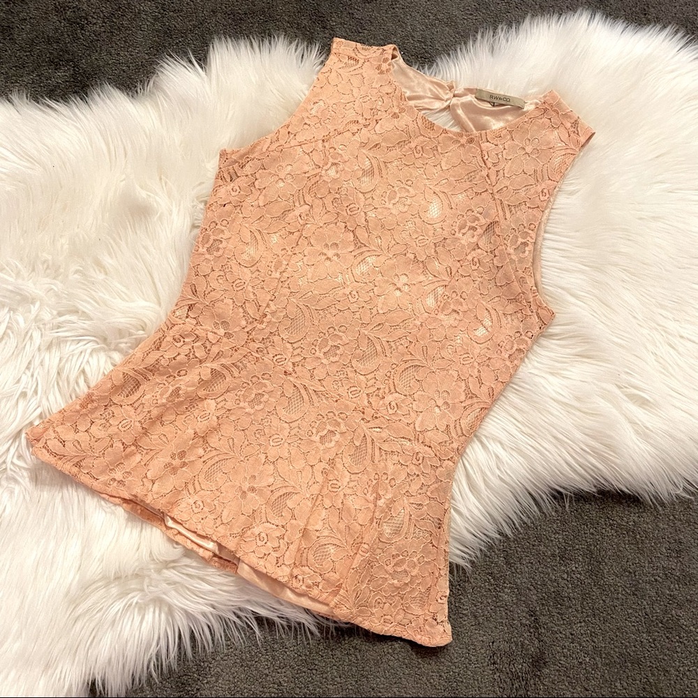 Peach Lace Peplum Top